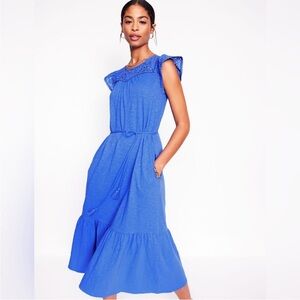NWT Boden Juliet Broderie Midi Dress in Gallery Blue